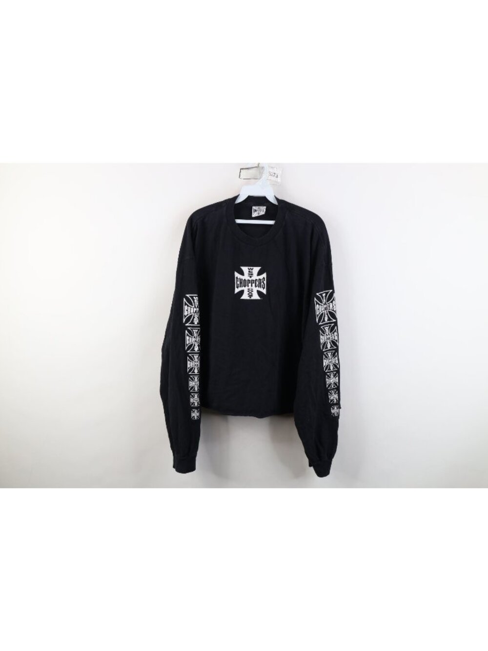Vtg West Coast Choppers Mens 2XL Custom Cropped Iron Cross Long Sleeve T-Shirt